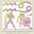 Astrology Zodiac Shapes & Symbol Graphics - Multi Colors set 1