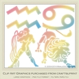 Astrology Zodiac Shapes & Symbol Graphics - Multi Colors set 7