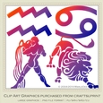 Astrology Zodiac Shapes & Symbol Graphics - Multi Colors set 8