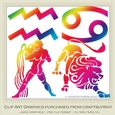 Astrology Zodiac Shapes & Symbol Graphics - Multi Colors set 9