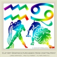 Astrology Zodiac Shapes & Symbol Graphics - Multi Colors set 10
