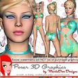 Summer Sexy Green Blue Bikini Woman Poser Graphics