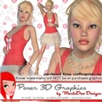 Stylish Pretty Blonde in a Coral Color Dress Poser Graphics