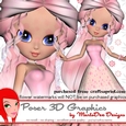 Cute Cookie Character Girl in a Pink Gown Poser Graphics 