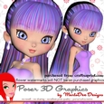 Cute Cookie Character Girl in a Purple Gown Poser Graphics 