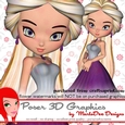 Cute Cookie Character Girl in a Grey & Purple Color Dress Poser Graphics