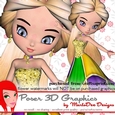 Cute Cookie Character Girl in Mardi Gras Colors Dress Poser Graphics pkg1