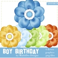 Boys Birthday Colors Digital Flowers pkg 1