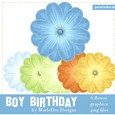 Boys Birthday Colors Digital Flowers pkg 2