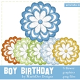 Boys Birthday Colors Digital Flowers pkg 3