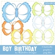 Boys Birthday Colors Digital Butterflies