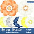 Beach House Colors Digital Flowers set 1