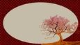 Asian Tree on Dark Red & Tan Background