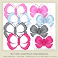 Girly Chic Colors Digital Butterflies pkg 1