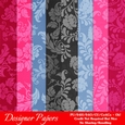 Girly Chic Colors Digital Floral A4 Size Paper Backgrounds