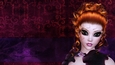 Redhead Hair Woman on Dark Grunge Style Red & Purple Digital Paper Background