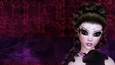 Brown Hair Woman on Dark Grunge Style Red & Purple Digital Paper Background 