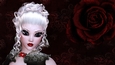 White Hair Woman on Dark Grunge Style Dark Red Rose Digital Paper Background