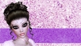 Brown Hair Woman on Pink & Purple Diamond Style Jewels Themed Digital Paper Background