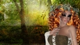 Fawn Red Hair Elf Woman on Outdoor Nature Themed Fantasy Digital Paper Background