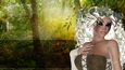 Fawn Blonde Hair Elf Woman on Outdoor Nature Themed Fantasy Digital Paper Background