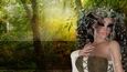 Fawn Brown Hair Elf Woman on Outdoor Nature Themed Fantasy Digital Paper Background