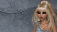 Fantasy Blonde Hair Pretty Elf Woman on Blue Textured Digital Paper Background