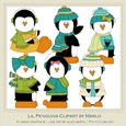 Six Lil Penguins Clip Art Graphics - Pretty Neutral Colors