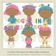 Angels in Training Girls Clip Art Graphics - Darker Skin
