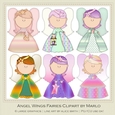 Angel Wings Girls Clip Art Graphics - fairy colors