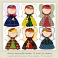 Angel Wings Girls Clip Art Graphics - scottish colors