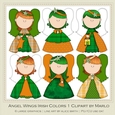 Angel Wings Girls Clip Art Graphics - irish colors 1