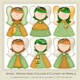 Angel Wings Girls Clip Art Graphics - irish colors 2
