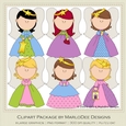 Angel Wings Girls Clip Art Graphics - pretty colors - set 1