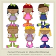 Angel Girls Clip Art Graphics - darker skin