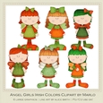 Angel Girls Clip Art Graphics - irish colors
