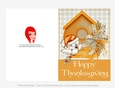 Happy Thanksgiving Bird & Birdhouse D2 Cut & Fold 5x7 Thanksgiving Card