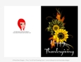 Happy Thanksgiving Green & Yellow Flowers Cut & Fold 5x7 Greeting Card