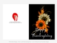 Happy Thanksgiving Tan & Orange Fall Flowers Cut & Fold 5x7 Thanksgiving Card