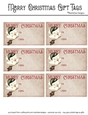 Merry Christmas Gift Tags - Little Bird with Green Hat Design 1