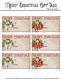 Merry Christmas Gift Tags - Lantern with Green & Red Candles