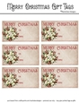 Merry Christmas Gift Tags - Off White Poinsettia Flower Wreath