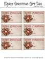 Merry Christmas Gift Tags - Red Poinsettia Flower Wreath