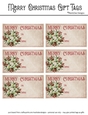 Merry Christmas Gift Tags - Light Green Poinsettia Flower Wreath