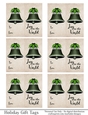 Joy to the World Gift Tags - Dark Green Bell - Folding Design