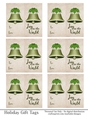 Joy to the World Gift Tags - Light Green Bell - Folding Design