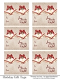 Joy to the World Gift Tags - Off White Red Bells - Folding Design