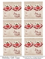 Joy to the World Gift Tags - Red Off White Bells - Folding Design