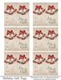 Joy to the World Gift Tags - Red Green Bells - Folding Design