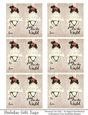 Joy to the World Gift Tags - Golden Bell with Cream Bow - Folding Design